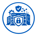 ICONO AZUL CON FONDO BLANCO SIN INCLUIR TEXTO DE   Hardening de infraestructura  Y UN CICULO AZUL AL EXTERIOR