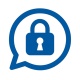 ICONO AZUL CON FONDO BLANCO SIN INCLUIR TEXTO DE  CIFRADO DE PUNTA A PUNTA