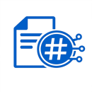 ICONO AZUL DE HASH CRIPTOGRAFICO DEL DOCUMENTO SIN FONDO NI TEXTO-1