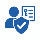 ICONO AZUL DE ROLES Y PERMISOS CON FONDO BLANCO Y SIN INCLUIR TEXTO