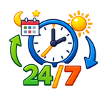 ICONO DE COLORES SIN INCLUIR TEXTO NI FONDO DE Los servicios estn disponibles 247