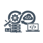ICONO GRIS OBSCURO DE DevOps e Infraestructura como Cdigo SIN FONDO NI TEXTO-1