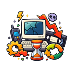 ICONO SIN FOND NI TEXTO DE Obsolescencia tecnolgica DE COLORES