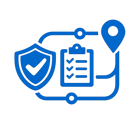 garantizar trazabilidad seguridad y control icono azul sin fondo ni texto