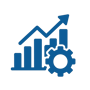icon azul con fondo blanco de Gestin cuantitativa basada en mtricas sin incluir tecto