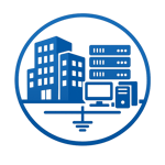 icono azul de Empresas con servidores onpremise