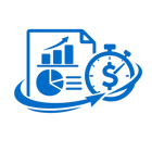 icono azul de Generar reportes financieros bajo demanda  sin fondo ni texto