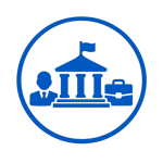 icono azul de Sector pblico  sin fondo ni texto y un circulo al exterior