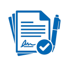 icono azul de contratos o expedientes sin fondo ni texto