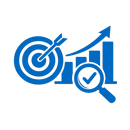 icono azul de objetivos medibles sin fondo ni texto