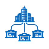 icono azul sin fondo ni texto de Corporativos con mltiples centros de distribucin-1
