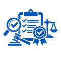 icono azul sin incluir fondo de Cumplimiento evidencia lista para auditora y procesos legales