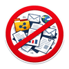 Documentos dispersos en correos y carpetas compartidas  y al exterior un circulo de prohibido rojo con fonddo blanco