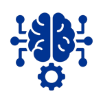 icono de machine learning en vi azul rey sin fondo ni incluir texto
