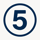icono de umero 5 un circulo en azul marino al igual que el numero y de fondo blanco