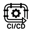 icono negro con fondo blanco de pipelines CICD-1