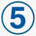 numero 5 azul con fondo blanco y un circulo al exterior