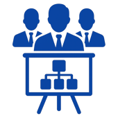 realiza un icono en azul rey sobre directores de empresa sin subir texto