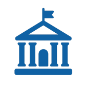 realiza un icono en color azul  de una institucion