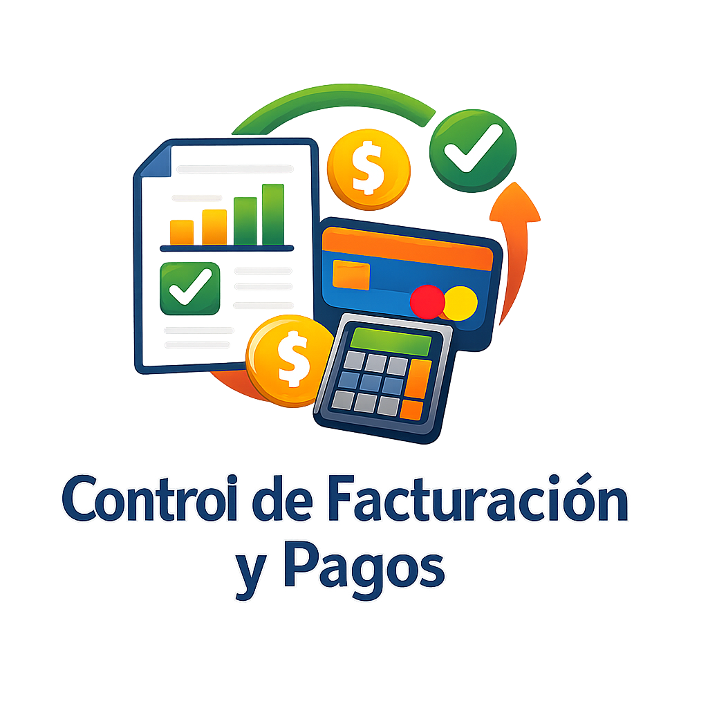 ICONO DE Control de facturacin y pagos  SIN FONDO Y LAS LETRAS EN AZUL OBSCURO PERO EL ICONO DE COLORES SOLO EL TEXTO EN AZUL