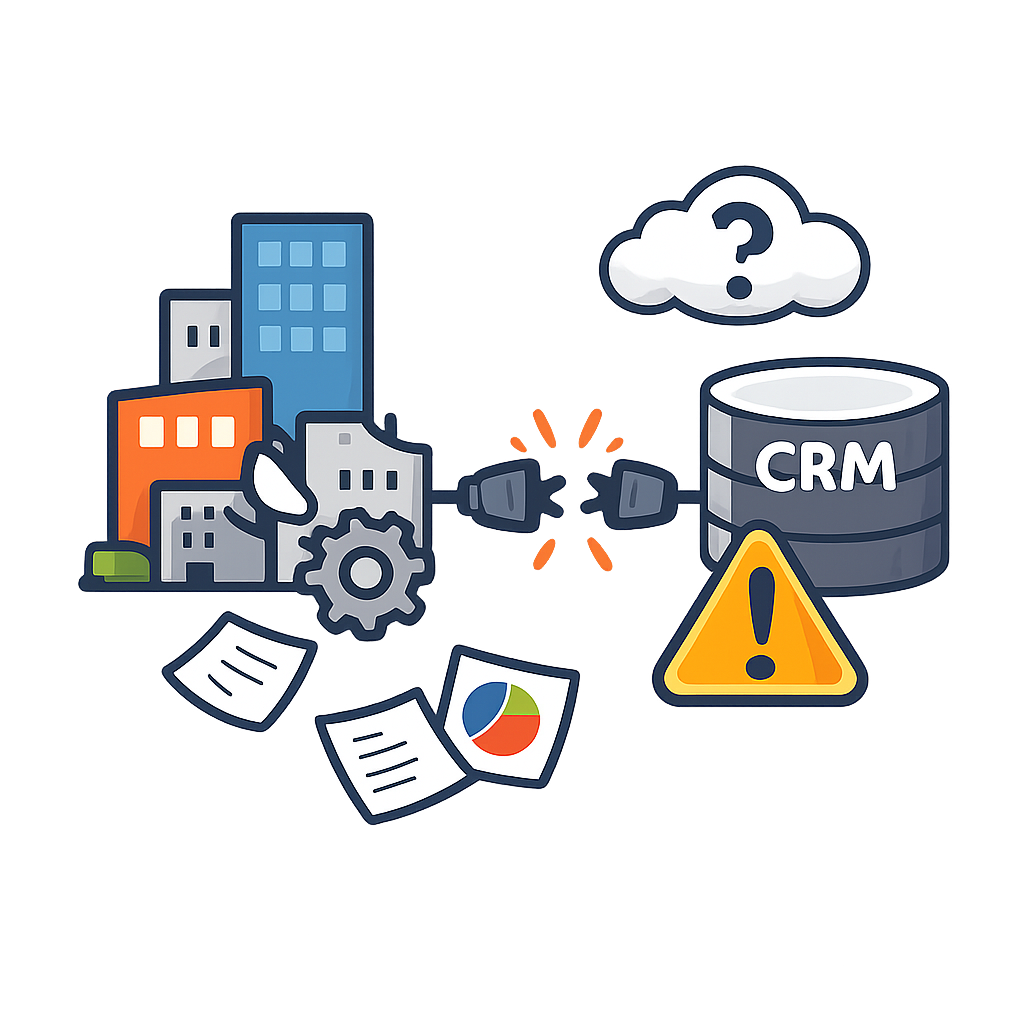 ICONO SIN FONDO NI TEXTO DE organizaciones con CRM insuficiente o mal conectado