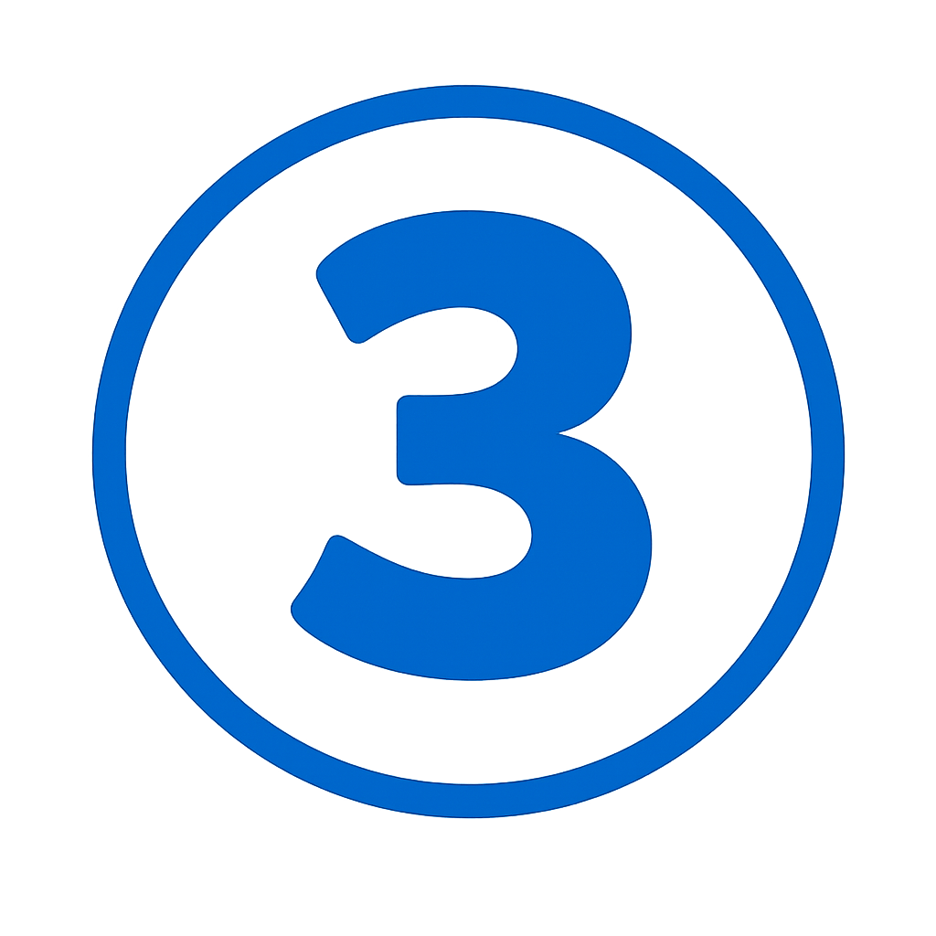 icono azul del numero tres con un circulo azul al exterior sin fondo