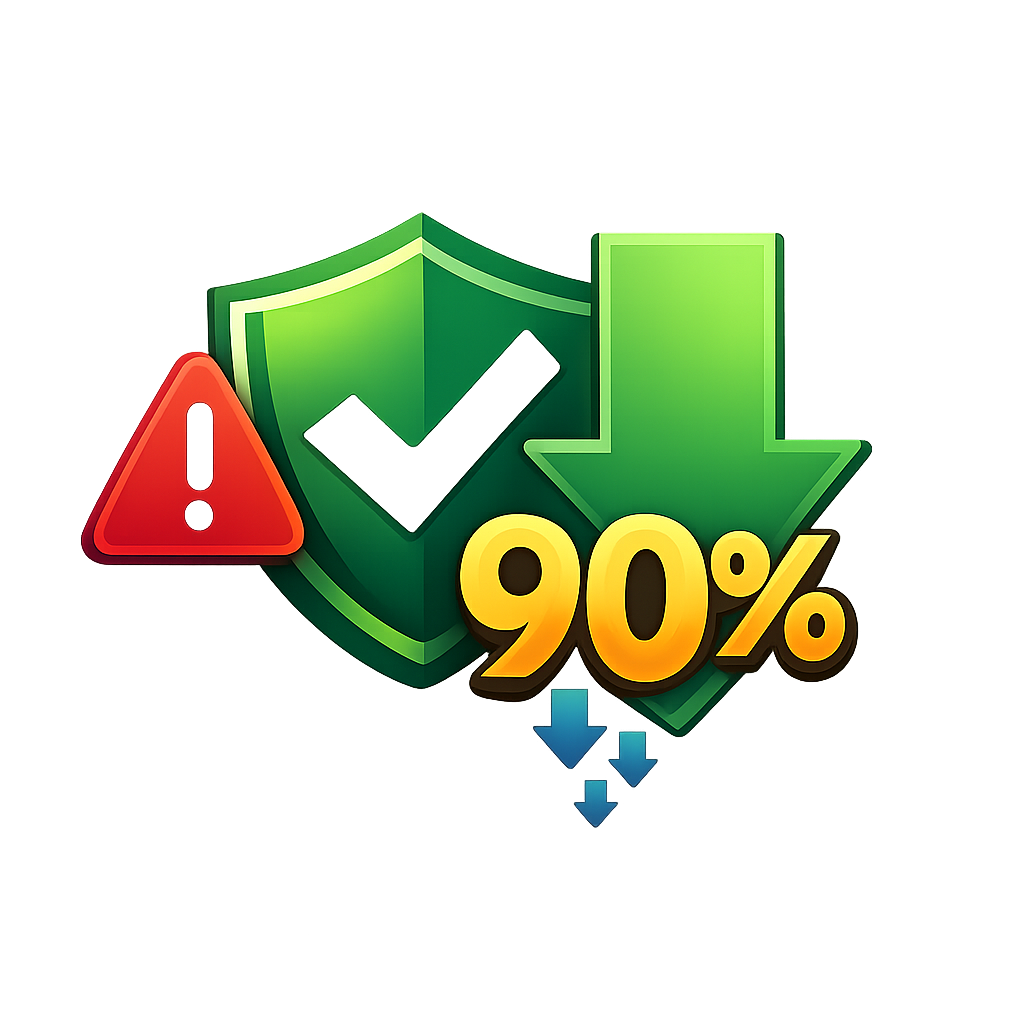 icono de Disminucin de errores hasta 90  sin fondo ni texto