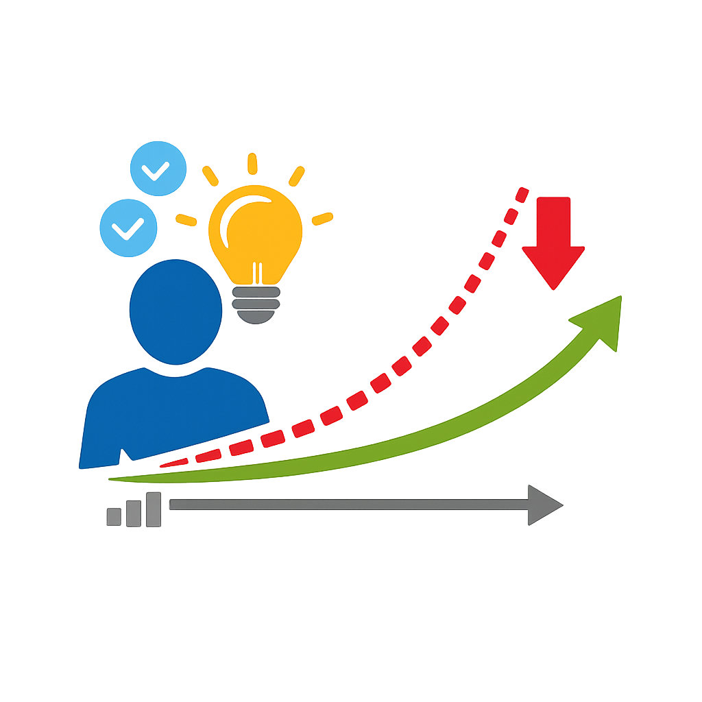 icono de Reduce la curva de aprendizaje sin fondo ni texto