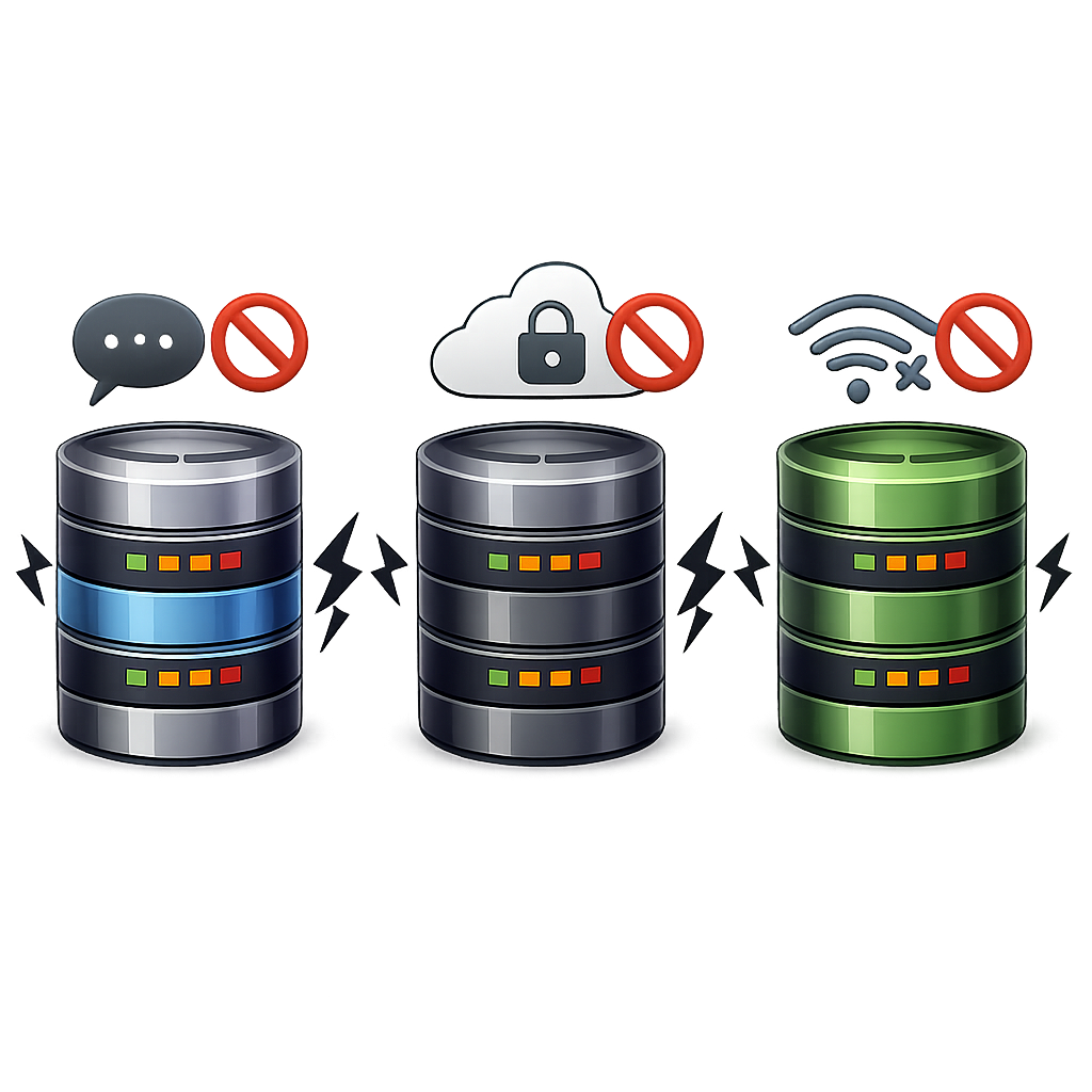 icono de Silos tecnolgicos que no conversan entre s sin fondo ni texto-1