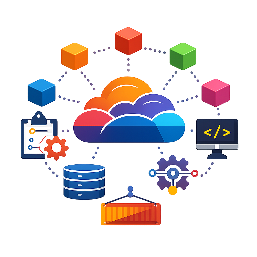 icono de colores de sin fondo ni texto de Arquitectura de microservicios-1