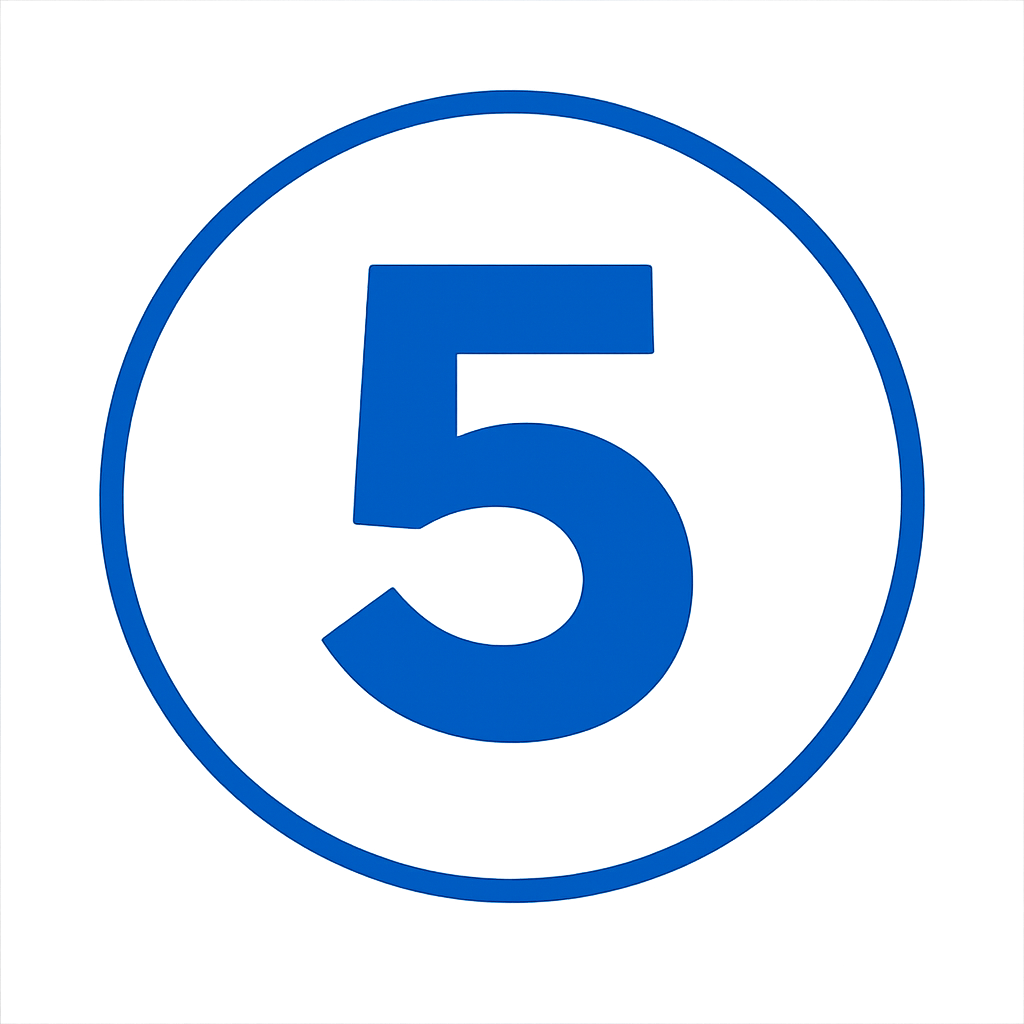 icono del numero 5 en azul con un circulo al exterior sin fondo-1