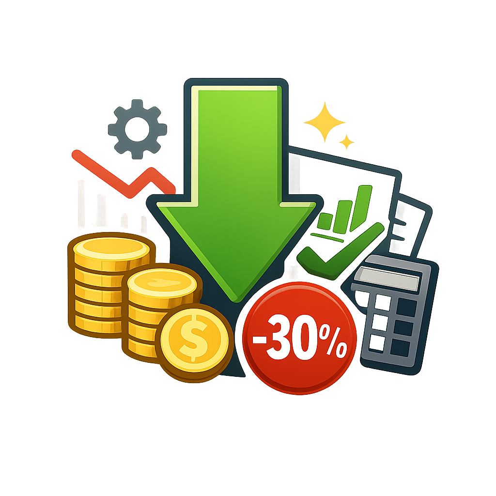 icono sin fondo  ni textro de  Reduccin de costos hasta 30