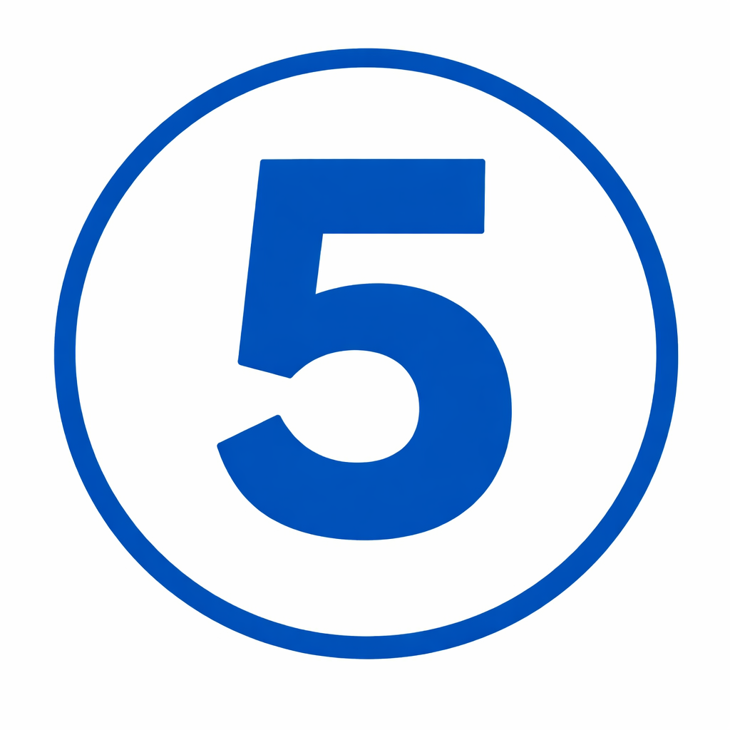 numero 5 en azul con fondo blanco y un ciruclo al exteriro-1