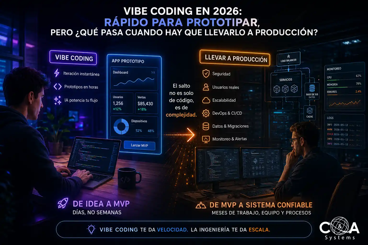 Vibe coding en 2026: rápido para prototipar, pero ¿qué pasa cuando hay que llevarlo a producción?