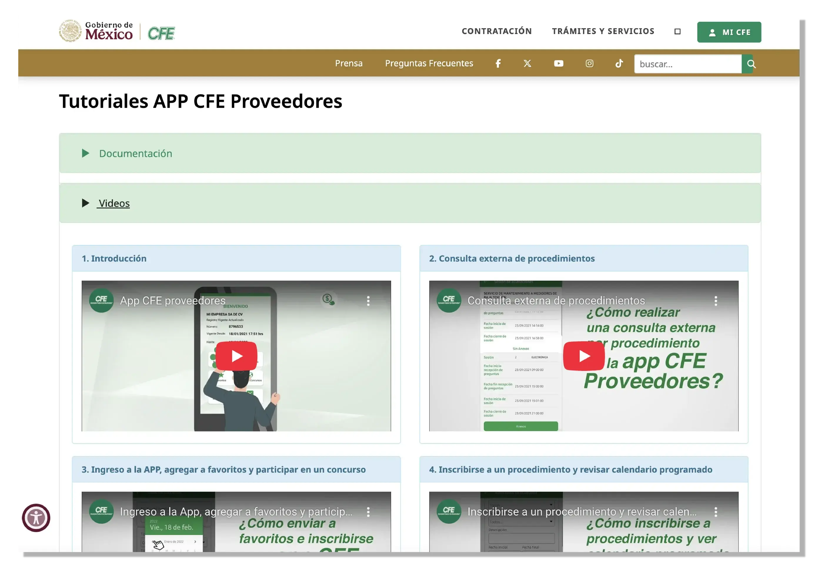 Portal de capacitación del Micrositio de Concursos de CFE